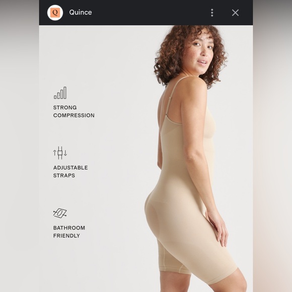 Quince Sculpting Mid-Thigh Bodysuit in Clay Shapewear , M - Picture 2 of 7